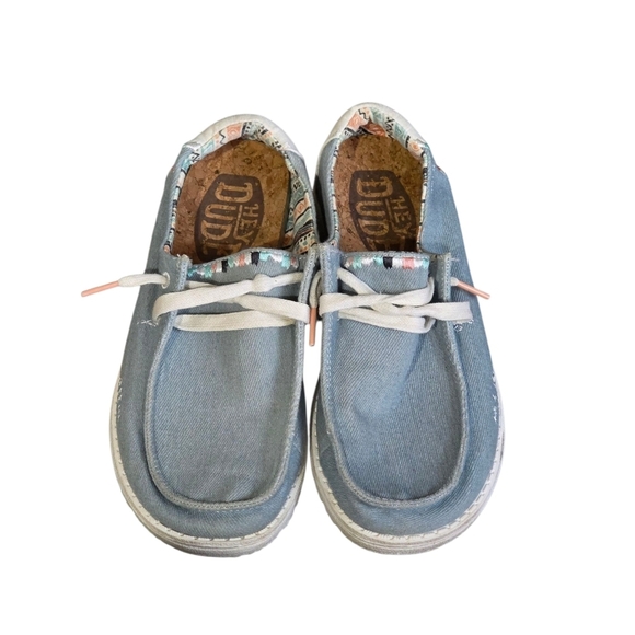 Hey Dude Shoes - Hey Dude Wendy Boho Light Denim Womens  7 Slip On Loafer Boat Shoes Casual Comfy